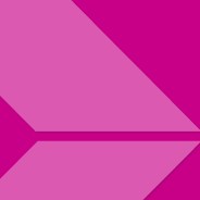 Pink geometric arrow shapes layered on a bright pink background.