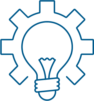 a light bulb with a gear cog around it