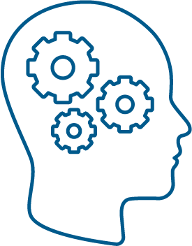 A head with gears inside